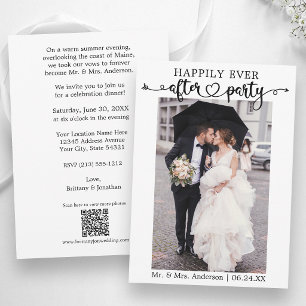 Calligraphy Heart QR Happily Ever After Party Announcement