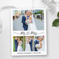 Calligraphy Heart Wedding 4 Photo Thank You