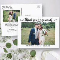 Calligraphy Heart Wedding Photo Thank You So Much