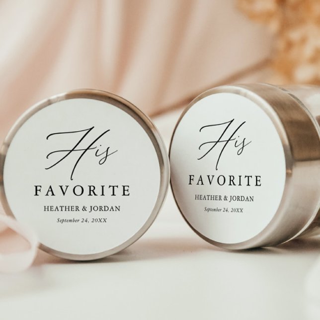 Calligraphy His Favourite Wedding Treat Box Classic Round Sticker (Creator Uploaded)