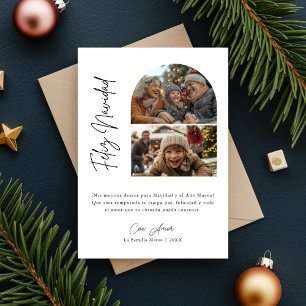 Calligraphy Hispanic Photo Feliz Navidad Christmas Holiday Card