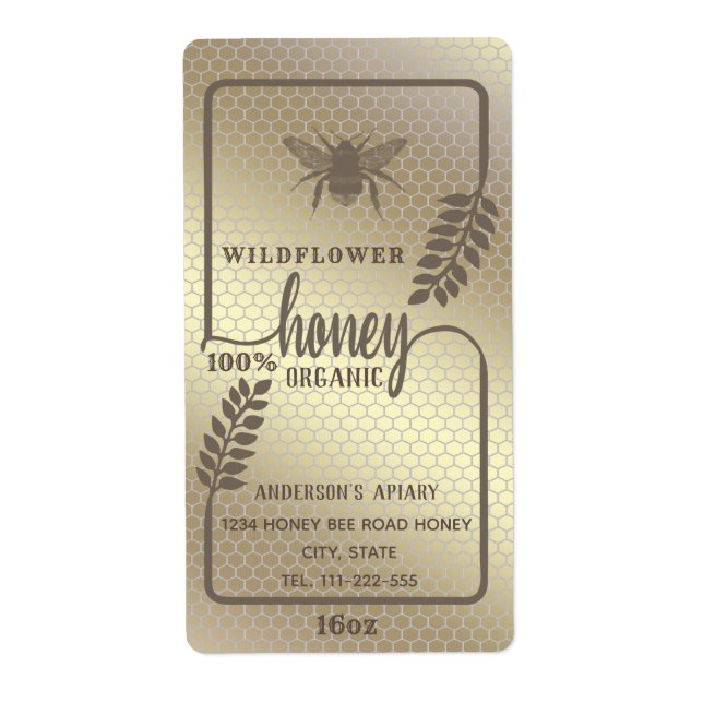 Calligraphy honey branch jar label (Front)