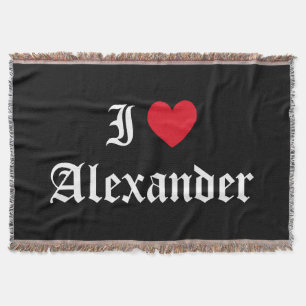 Calligraphy I Love Alexander Throw Blanket