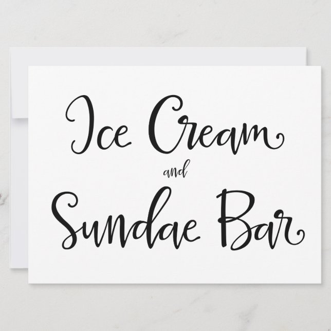 Calligraphy | "Ice Cream and Sundae Bar" Sign (Front)