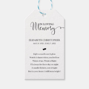 Calligraphy In Loving Memory Memorial Candle Favou Gift Tags