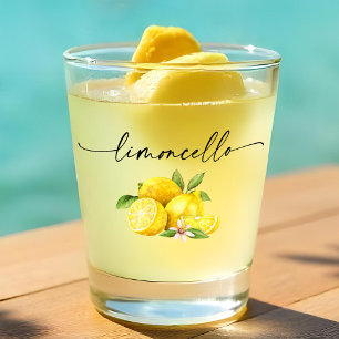Calligraphy Ink Limoncello Watercolor Lemons Shot Glass