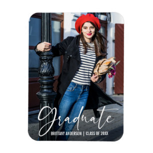 Calligraphy Ink Pen Graduation Photo Announcement Magnet