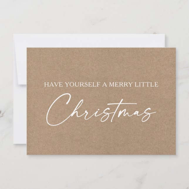Calligraphy Ink Pen Minimalist Christmas Kraft Holiday Card (Front)