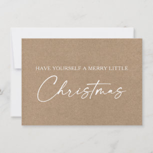 Calligraphy Ink Pen Minimalist Christmas Kraft Holiday Card