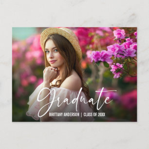 Calligraphy Ink Pen Script Graduation Announcement Postcard