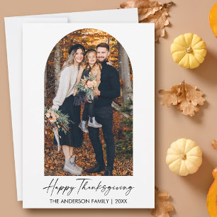 Calligraphy Ink Script Arch Photo Thanksgiving Holiday Card