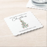 Calligraphy Ink Script Watercolor Christmas Tree Paper Coaster<br><div class="desc">Modern Elegant Calligraphy Ink Pen Script Minimalist Watercolor Christmas Tree Paper Coaster - Have Yourself A Merry Little Christmas</div>