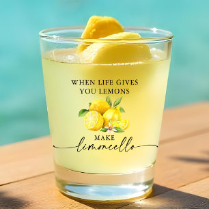Calligraphy Ink Watercolor Lemons Limoncello Shot Glass