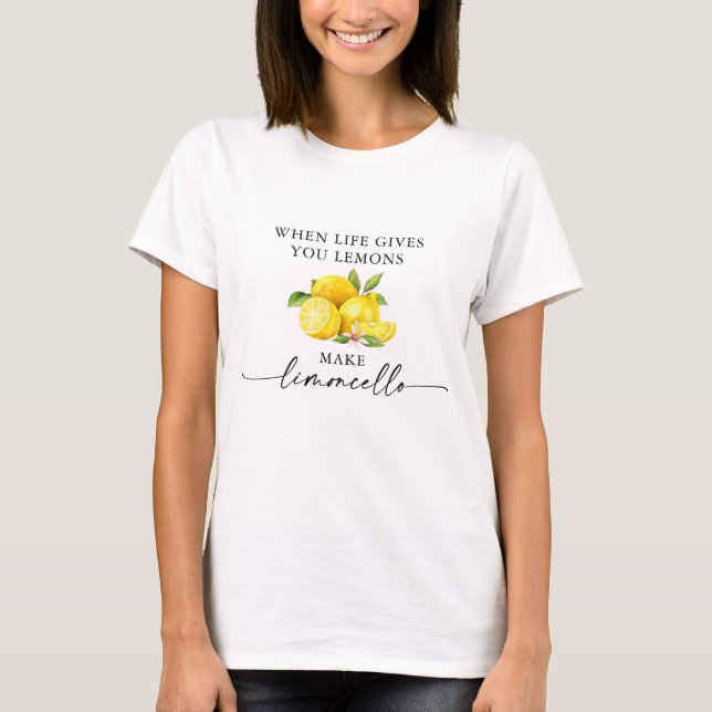 Calligraphy Ink Watercolor Lemons Limoncello  T-Shirt (Front)