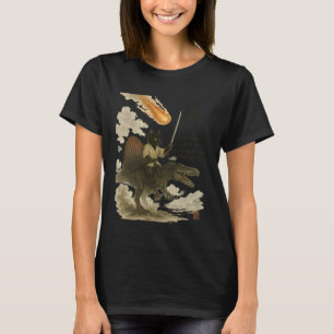 Calligraphy Japanese Text Cat Dinosaur Haiku T-Shirt