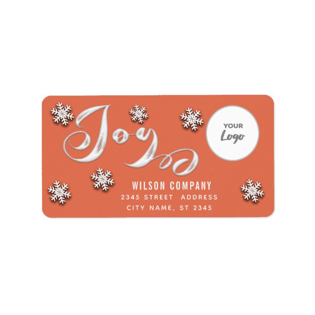 Calligraphy Joy snowfakes corporate logo Holiday   Label (Front)