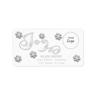 Calligraphy Joy snowfakes corporate logo Holiday   Label