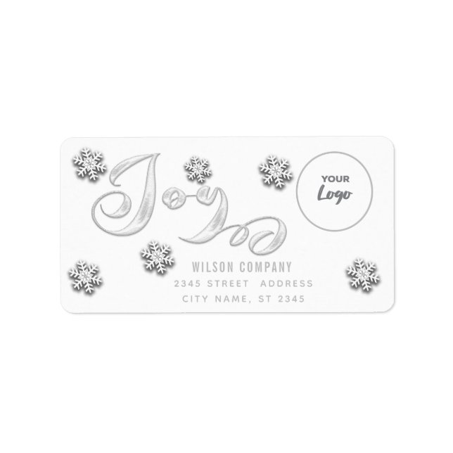 Calligraphy Joy snowfakes corporate logo Holiday   Label (Front)