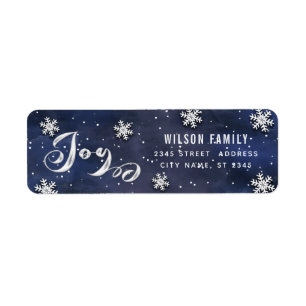 Calligraphy Joy snowfakes winter holiday Label Return Address Label