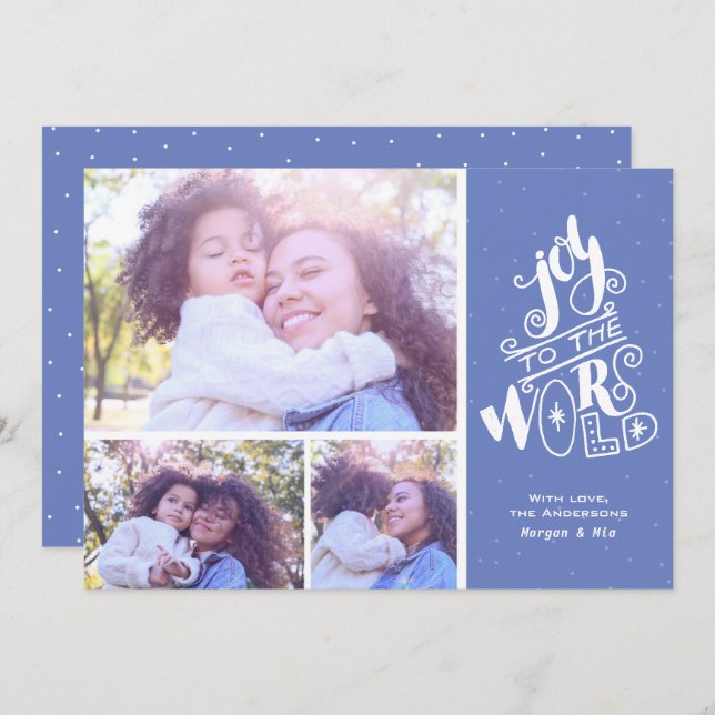 Calligraphy Joy to the World Photo Christmas Card (Front/Back)