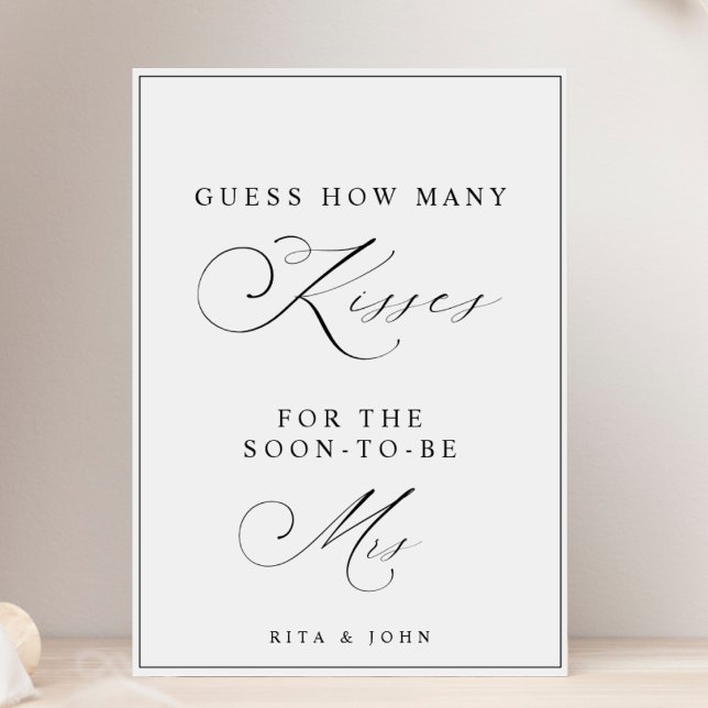 Calligraphy Kisses for Mrs Bridal Shower Game Sign (Creator Uploaded)