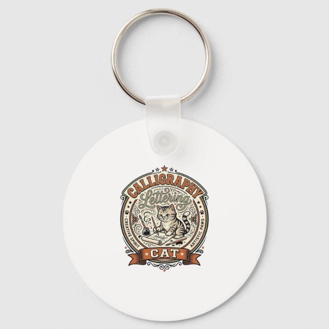 Calligraphy Lettering Cat Calligraphy Lettering Ca Key Ring (Front)