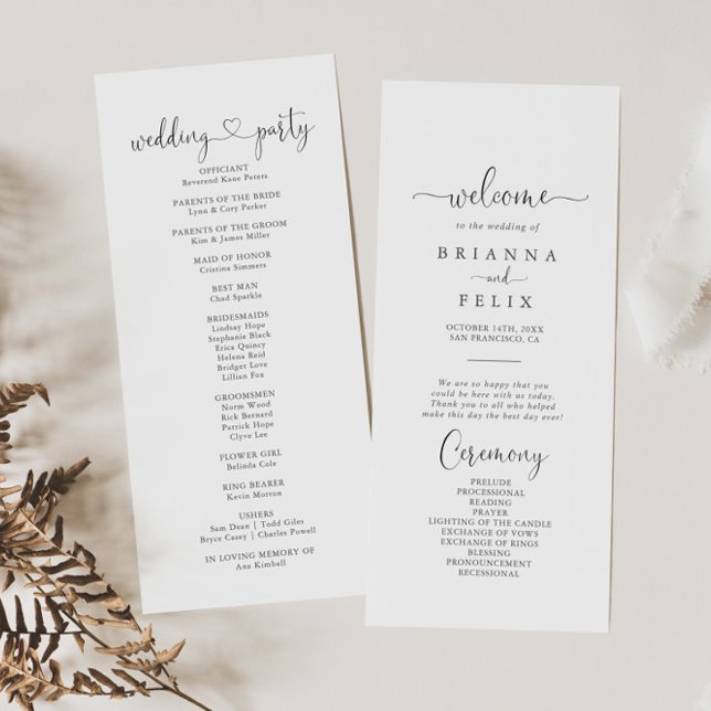 Calligraphy Love Fancy Script Wedding Program (Creator Uploaded)