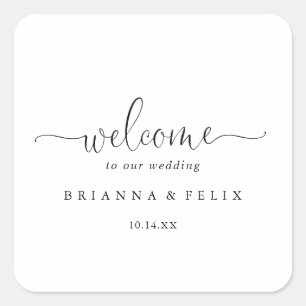 Calligraphy Love Fancy Script Wedding Welcome Square Sticker