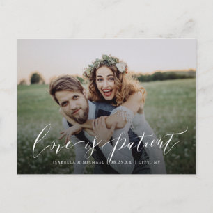 Calligraphy Love Is Patient Photo Postponement Postcard