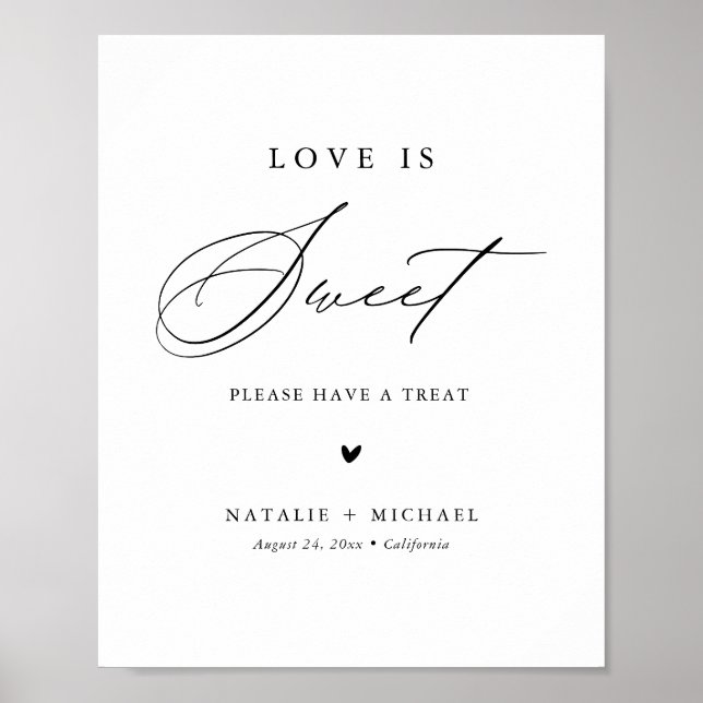 Calligraphy Love Is Sweet Dessert Table Bar Sign (Front)