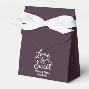 Calligraphy Love is Sweet in Black Cherry Colour Favour Box