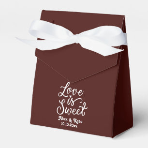 Calligraphy Love is Sweet in Mahogany Red Colour Favour Box