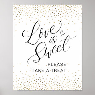 Calligraphy "Love is Sweet" Please Take a Treat Poster
