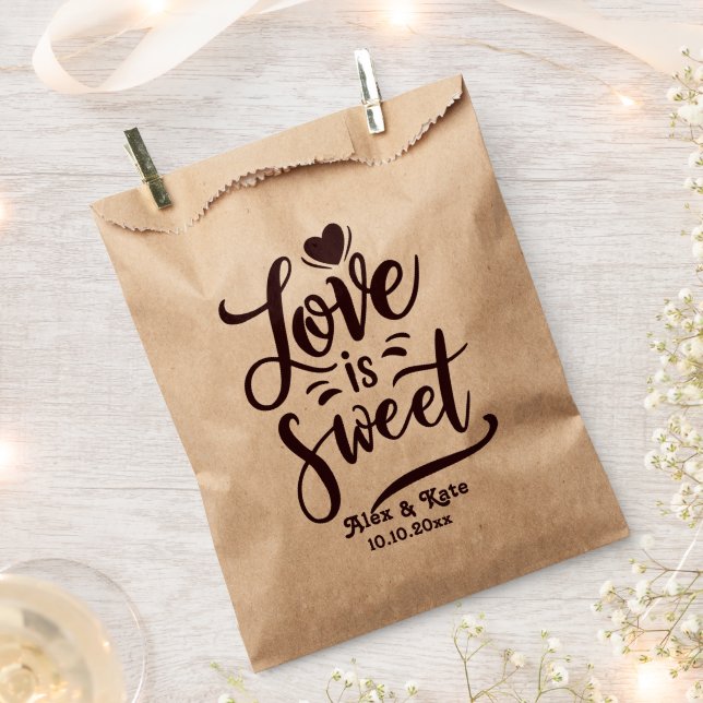 Calligraphy Love is Sweet Wedding Favour Bag (Clipped)