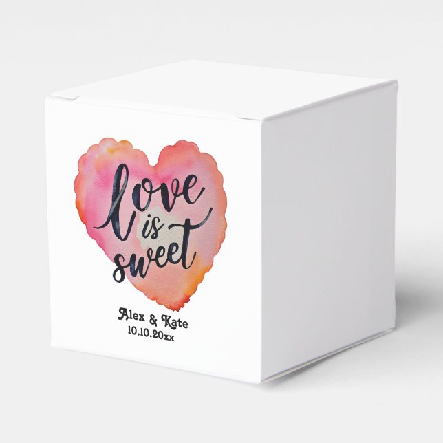 Calligraphy Love is Sweet Wedding Favour Box (Front Side)