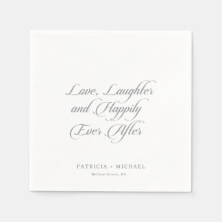 Calligraphy Love Laughter and Happily Ever After Napkin