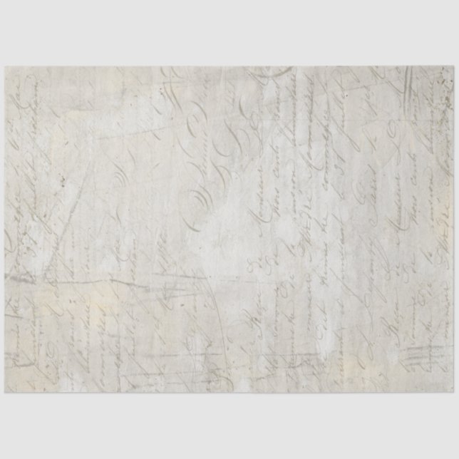 Calligraphy Marble Script Grey Beige Decoupage Tissue Paper (Front)