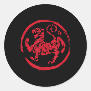 Calligraphy Martial Arts Year Tiger Symbol Karate Classic Round Sticker