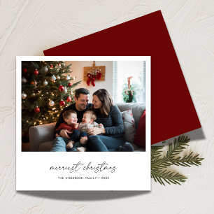 Calligraphy Merriest Christmas Family Fun Photo Holiday Card