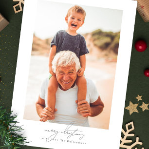 calligraphy merry christmas   family photo collage holiday card