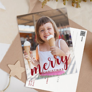 Calligraphy Merry Christmas Photo Holiday Postcard