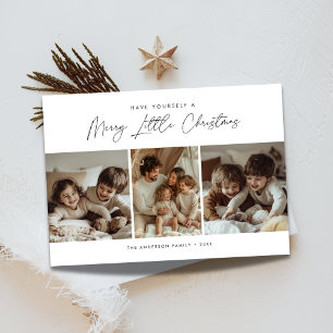 Calligraphy Merry Little Christmas Kids Fun Photo Holiday Card