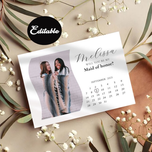 Calligraphy Minimal Arch Bridesmaid Proposal Card (Creator Uploaded)