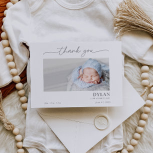 Calligraphy Minimal Baby Photo Thank You Card