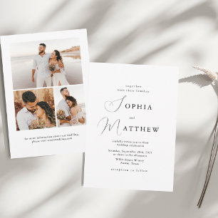 Calligraphy Minimalist Black + White Wedding Invitation