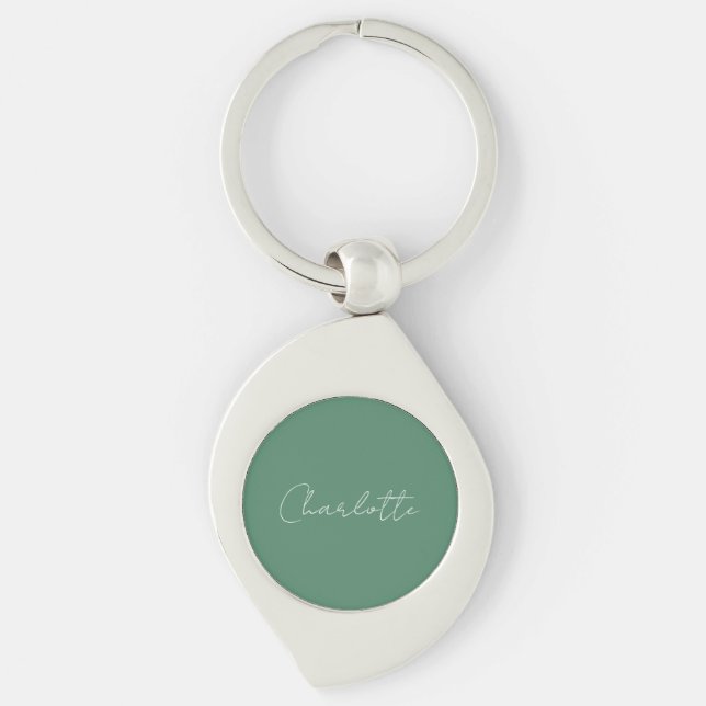 Calligraphy Minimalist Chic Custom Personal Edit Key Ring (Front)