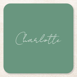 Calligraphy Minimalist Chic Custom Personal Edit Square Paper Coaster