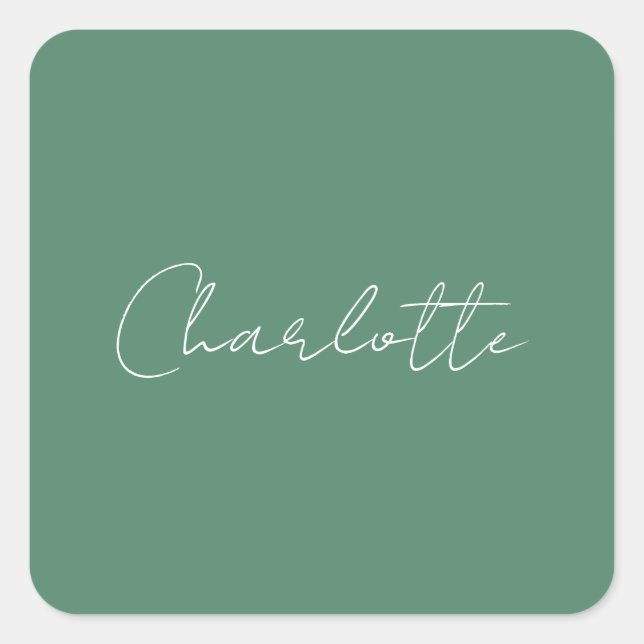 Calligraphy Minimalist Chic Custom Personal Edit Square Sticker (Front)