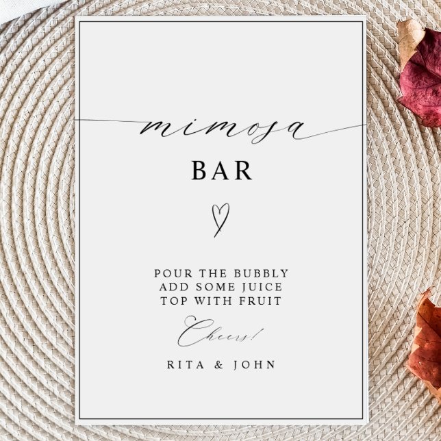 Calligraphy Minimalist Mimosa Bar Wedding Sign (Creator Uploaded)