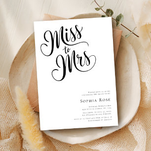 Calligraphy Minimalist Miss to Mrs. Bridal Shower Invitation